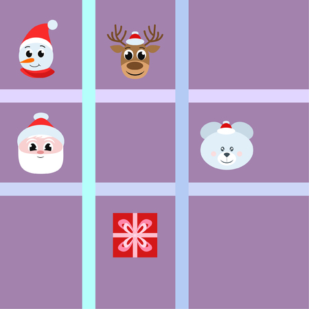 Christmas card, Santa snowman deer bear bag, vector backgroundのイラスト素材