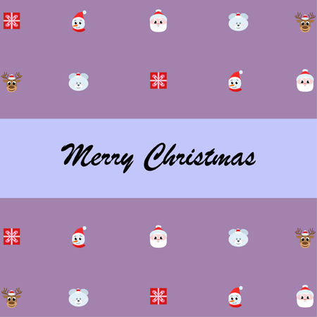 Christmas card, Santa snowman deer bear bag, vector backgroundのイラスト素材