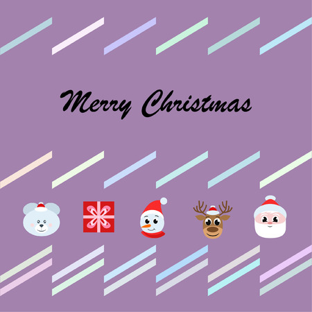 Christmas card, Santa snowman deer bear bag, vector backgroundのイラスト素材