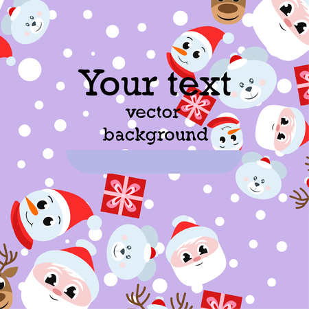 Christmas card, Santa snowman deer bear bag, vector backgroundのイラスト素材
