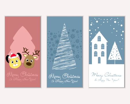 Vector illustration of Merry Christmas and Happy New Year greeting cardsのイラスト素材