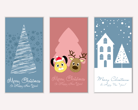 Vector illustration of Merry Christmas and Happy New Year greeting cardsのイラスト素材