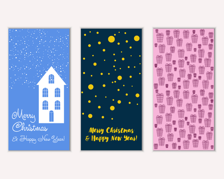 Vector illustration of Merry Christmas and Happy New Year greeting cardsのイラスト素材