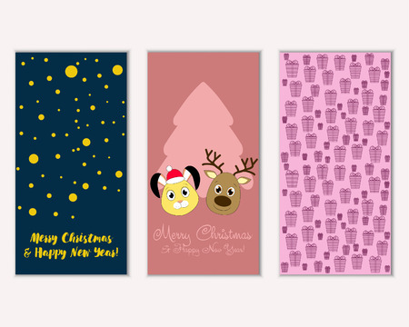 Vector illustration of Merry Christmas and Happy New Year greeting cardsのイラスト素材