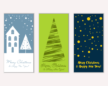 Vector illustration of Merry Christmas and Happy New Year greeting cardsのイラスト素材