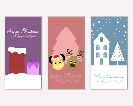Vector illustration of winter holidays greeting cardsのイラスト素材