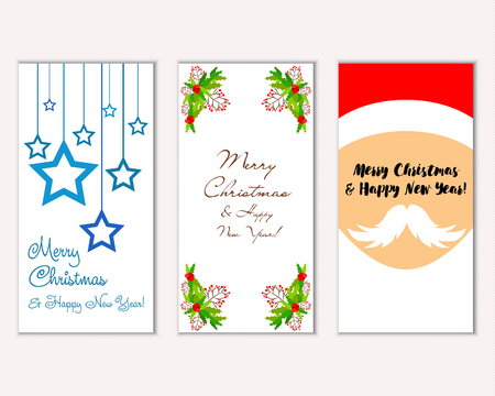 Merry Christmas and Happy New Year greeting cardsのイラスト素材