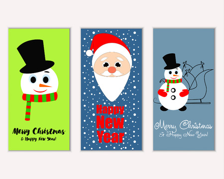 Merry Christmas and Happy New Year greeting cardsのイラスト素材