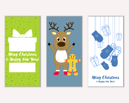 Vector illustration of Merry Christmas and Happy New Year greeting cardsのイラスト素材