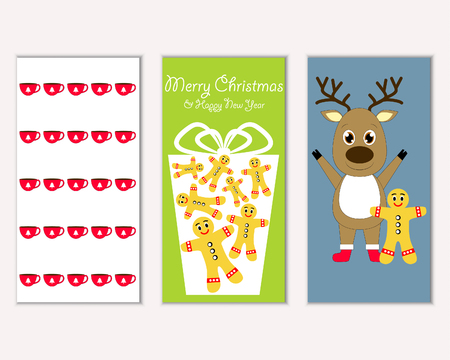 Merry Christmas and Happy New Year greeting cardsのイラスト素材