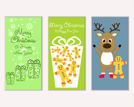 Merry Christmas and Happy New Year greeting cardsのイラスト素材