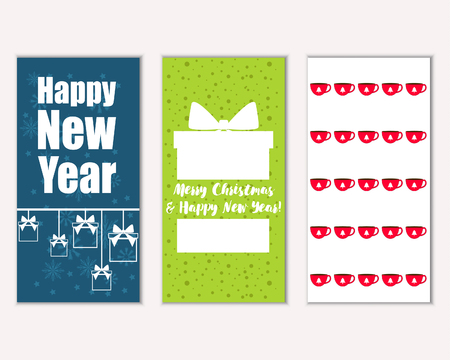 Vector illustration of Merry Christmas and Happy New Year greeting cardsのイラスト素材