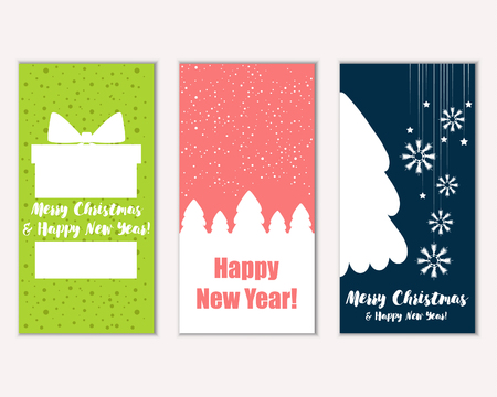 Vector illustration of Merry Christmas and Happy New Year greeting cardsのイラスト素材