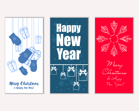 Merry Christmas and Happy New Year greeting cardsのイラスト素材