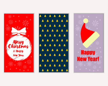 Vector illustration of Merry Christmas and Happy New Year greeting cardsのイラスト素材
