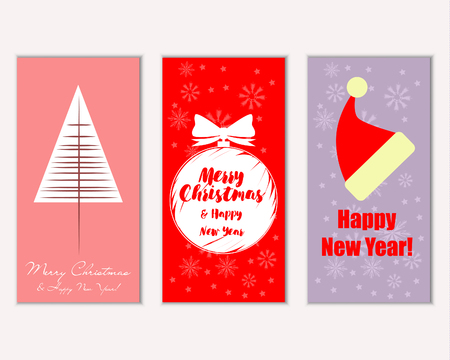 Vector illustration of Merry Christmas and Happy New Year greeting cardsのイラスト素材