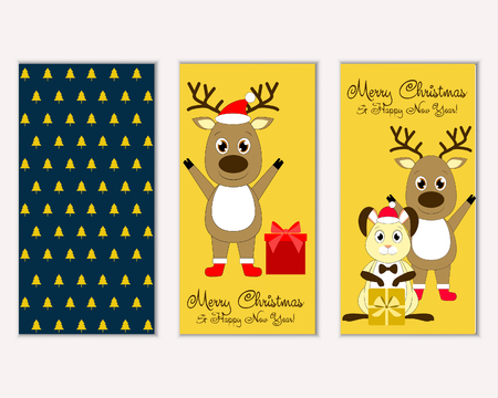 Vector illustration of Merry Christmas and Happy New Year greeting cardsのイラスト素材