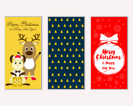 Vector illustration of Merry Christmas and Happy New Year greeting cardsのイラスト素材