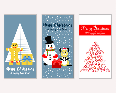 Merry Christmas and Happy New Year greeting cardsのイラスト素材