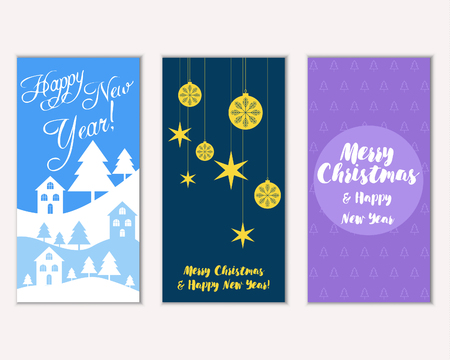 Merry Christmas and Happy New Year greeting cardsのイラスト素材