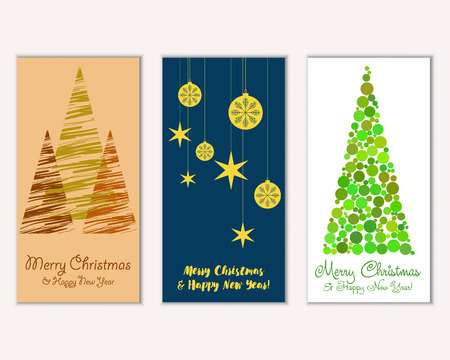 Vector illustration of Merry Christmas and Happy New Year greeting cardsのイラスト素材