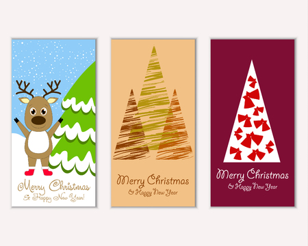 Merry Christmas and Happy New Year greeting cardsのイラスト素材