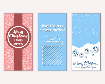 Merry Christmas and Happy New Year greeting cardsのイラスト素材