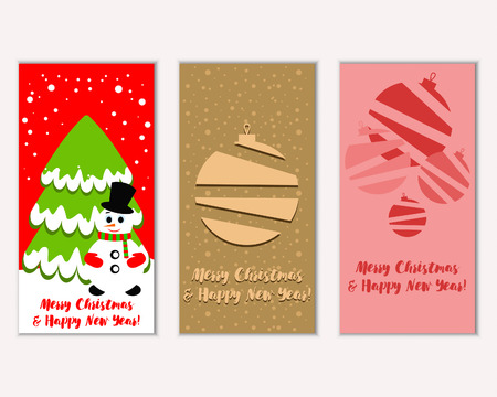 Vector illustration of Merry Christmas and Happy New Year greeting cardsのイラスト素材