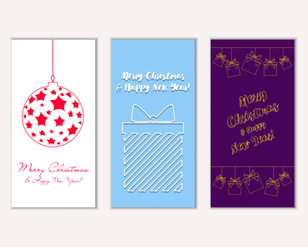 Merry Christmas and Happy New Year greeting cardsのイラスト素材