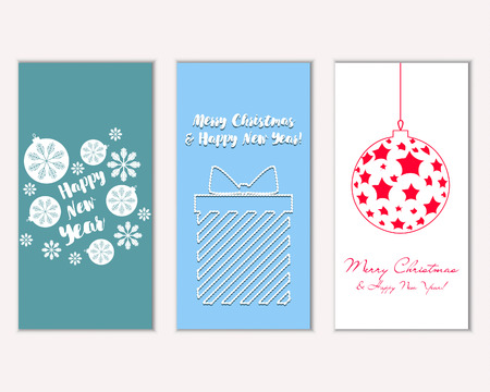 Merry Christmas and Happy New Year greeting cardsのイラスト素材
