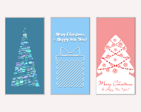 Vector illustration of winter holidays greeting cardsのイラスト素材