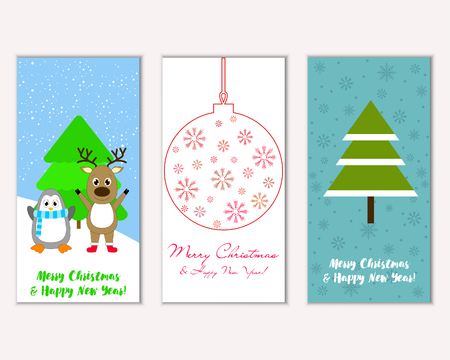 Vector illustration of Merry Christmas and Happy New Year greeting cardsのイラスト素材