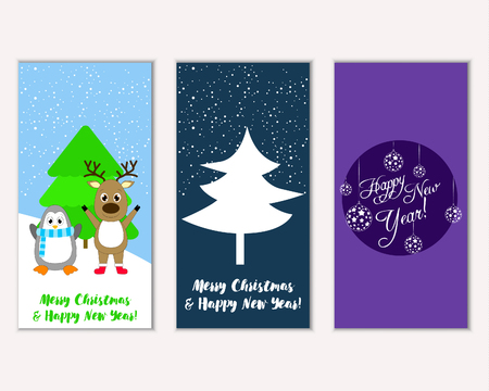 Vector illustration of winter holidays greeting cardsのイラスト素材