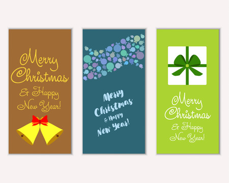 Vector illustration of Merry Christmas and Happy New Year greeting cardsのイラスト素材