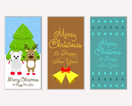 Vector illustration of winter holidays greeting cardsのイラスト素材