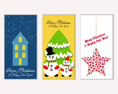 Merry Christmas and Happy New Year greeting cardsのイラスト素材