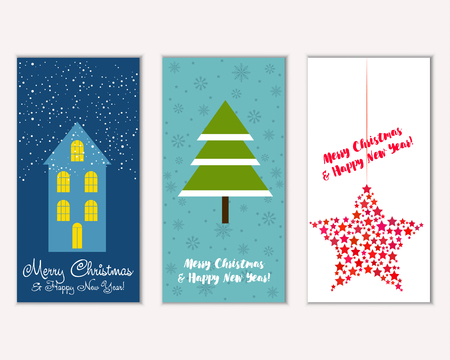 Merry Christmas and Happy New Year greeting cardsのイラスト素材