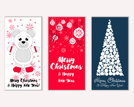Vector illustration of Merry Christmas and Happy New Year greeting cardsのイラスト素材