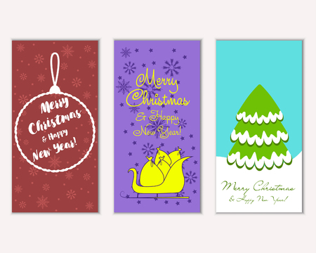 Vector illustration of winter holidays greeting cardsのイラスト素材