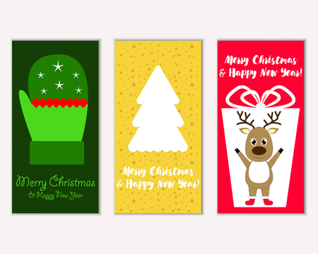 Merry Christmas and Happy New Year greeting cardsのイラスト素材