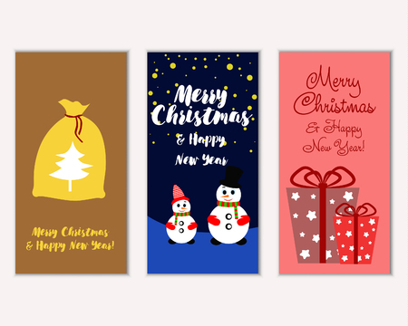Merry Christmas and Happy New Year greeting cardsのイラスト素材