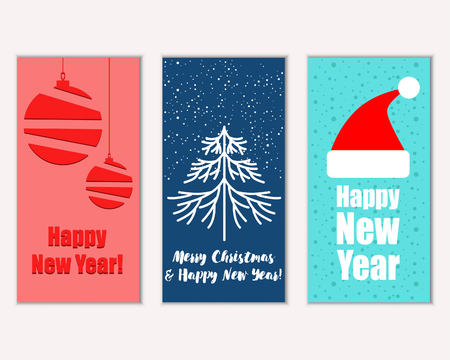 Vector illustration of Merry Christmas and Happy New Year greeting cardsのイラスト素材