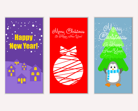 Merry Christmas and Happy New Year greeting cardsのイラスト素材