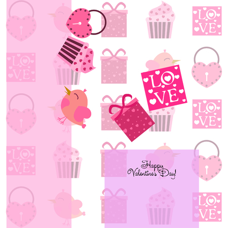 A set of celebratory elements for St. Valentine's Day. flat vector illustration isolated on white backgroundのイラスト素材