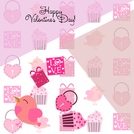 A set of celebratory elements for St. Valentine's Day. flat vector illustration isolated on white backgroundのイラスト素材