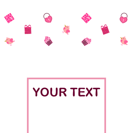 A set of celebratory elements for St. Valentine's Day. flat vector illustration isolated on white backgroundのイラスト素材