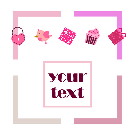 A set of celebratory elements for St. Valentine's Day. flat vector illustration isolated on white backgroundのイラスト素材