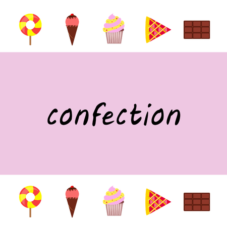 Chocolate, candy, cake, pie, ice cream, sweet, abstract vector illustration.のイラスト素材