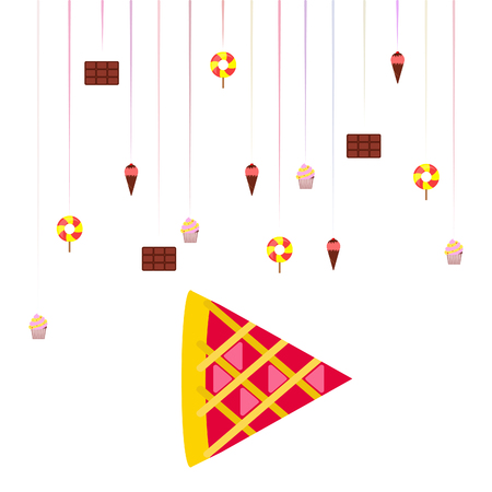 Chocolate, candy, cake, pie, ice cream, sweet, abstract vector illustration.のイラスト素材