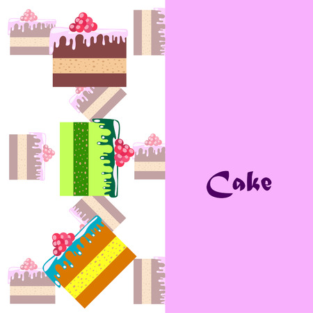 Colorful sweet cakes slices pieces, vector illustration.のイラスト素材